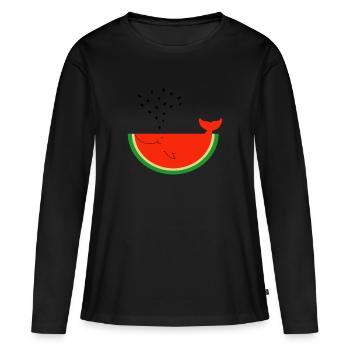 Watermelon Whale - Frauen Premium Bio Langarmshirt - Schwarz - Vorne - Julia (174cm)