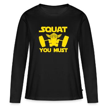 Fitness Gym - T-shirt manches longues Premium bio Femme - noir - Devant - Julia (174cm)