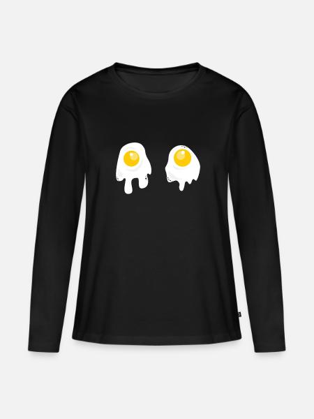 Fried Eggs - Breakfast - Frauen Premium Bio Langarmshirt - Schwarz