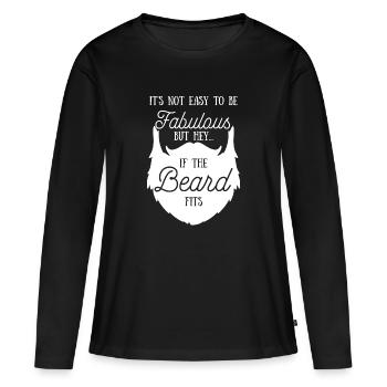 Barbe - Barbus - Barbe - Barbe - Drôle - T-shirt manches longues Premium bio Femme - noir - Devant - Julia (174cm)