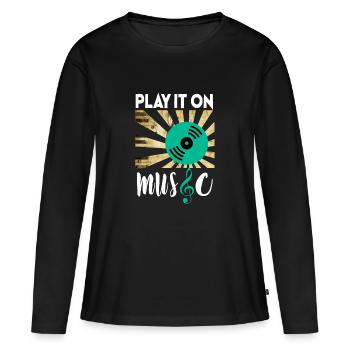 T-shirt il jeu avec de la musique ! - T-shirt manches longues Premium bio Femme - noir - Devant - Julia (174cm)