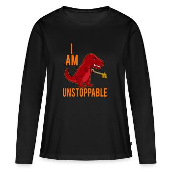 T-Rex Je ne m'arrête pas Drôle - T-shirt manches longues Premium bio Femme - noir - Devant - Julia (174cm)