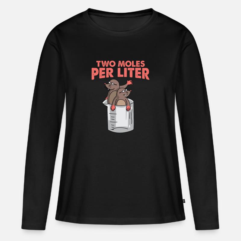 Two Moles Per Liter Science Maulwurf Geschenk Gift - Frauen Premium Bio Langarmshirt - Schwarz