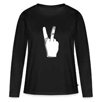 Donner le doigt - Provocateur sarcastique - T-shirt manches longues Premium bio Femme - noir - Devant - Julia (174cm)