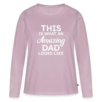 This is what an Amazing dad looks like - Frauen Premium Bio Langarmshirt - Altrosa - Vorne - Julia (174cm)