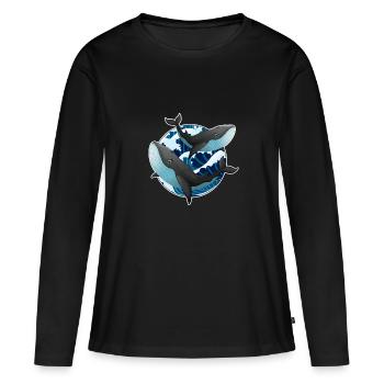 Wale - Frauen Premium Bio Langarmshirt - Schwarz - Vorne - Julia (174cm)