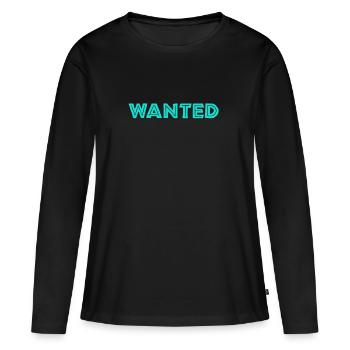 Wanted, voulu, demandé, recherché - T-shirt manches longues Premium bio Femme - noir - Devant - Julia (174cm)
