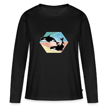 Wal - Frauen Premium Bio Langarmshirt - Schwarz - Vorne - Julia (174cm)