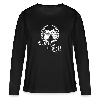 acclamations et oi t-shirt de couronne de laurier de bière skinhead - T-shirt manches longues Premium bio Femme - noir - Devant - Julia (174cm)