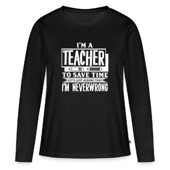 professeur - T-shirt manches longues Premium bio Femme - noir - Devant - Julia (174cm)