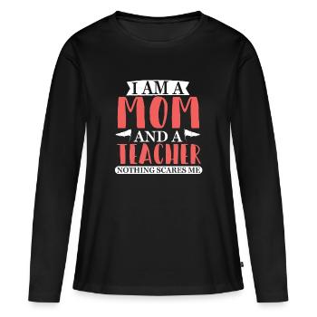 professeur - T-shirt manches longues Premium bio Femme - noir - Devant - Julia (174cm)