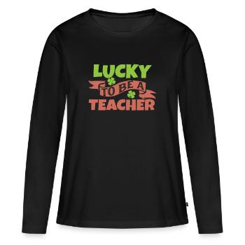 professeur - T-shirt manches longues Premium bio Femme - noir - Devant - Julia (174cm)