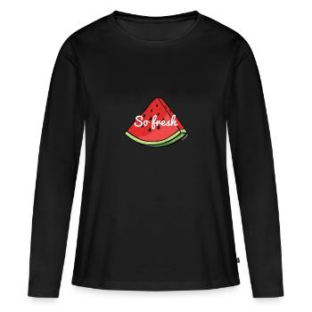 Donc pastèque fraîche - T-shirt manches longues Premium bio Femme - noir - Devant - Julia (174cm)
