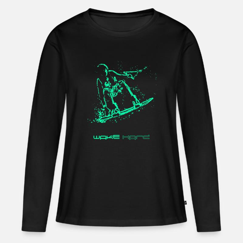 Wakeboarder - Frauen Premium Bio Langarmshirt - Schwarz