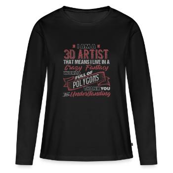 ARTISTE 3D Crazy Fantasy World Vintage - T-shirt manches longues Premium bio Femme - noir - Devant - Julia (174cm)