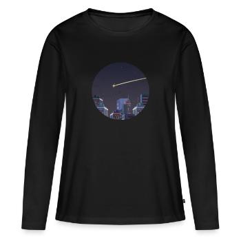 Comète Étoile filante Ciel étoilé - T-shirt manches longues Premium bio Femme - noir - Devant - Julia (174cm)