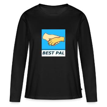 Meilleur ami - humain - chien - T-shirt manches longues Premium bio Femme - noir - Devant - Julia (174cm)