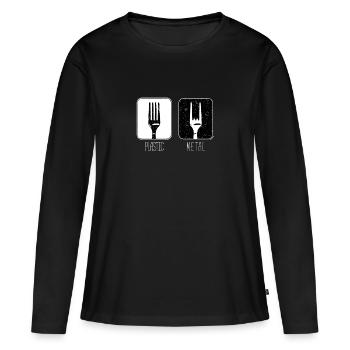 Kunststoff Metall Gabel - Frauen Premium Bio Langarmshirt - Schwarz - Vorne - Julia (174cm)