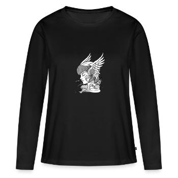 Valkyrie Ailes Ange Guerrière guerrière femme - T-shirt manches longues Premium bio Femme - noir - Devant - Julia (174cm)