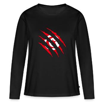 Tunisie De football Fan shirt de la Coupe du Monde cadeau - T-shirt manches longues Premium bio Femme - noir - Devant - Julia (174cm)