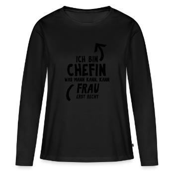 Stolze Chefin, Frau, Geschenk Geburtstag Beruf - Frauen Premium Bio Langarmshirt - Schwarz - Vorne - Julia (174cm)