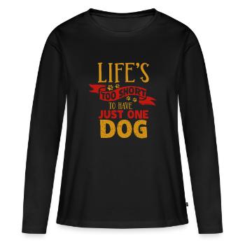 chien - T-shirt manches longues Premium bio Femme - noir - Devant - Julia (174cm)