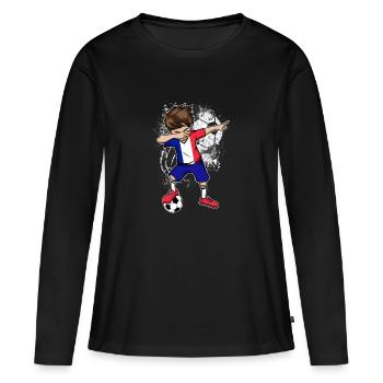  en France - T-shirt manches longues Premium bio Femme - noir - Devant - Julia (174cm)