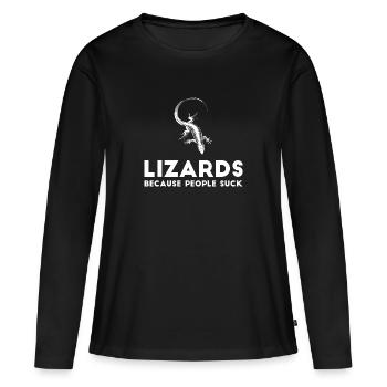 Echse - Echsen - Echsenbesitzer - Lustig - Frauen Premium Bio Langarmshirt - Schwarz - Vorne - Julia (174cm)