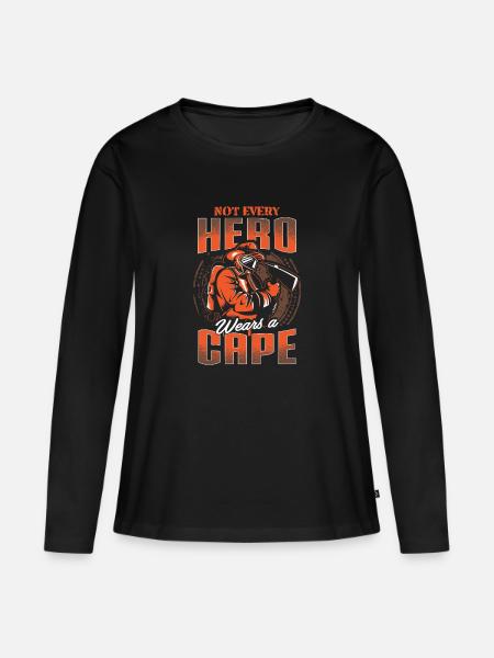 Feuerwehrmann Feuerwehr Firefighter Held Geschenk - Frauen Premium Bio Langarmshirt - Schwarz