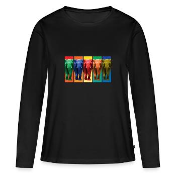 Éléphants - Pop Art - T-shirt manches longues Premium bio Femme - noir - Devant - Julia (174cm)
