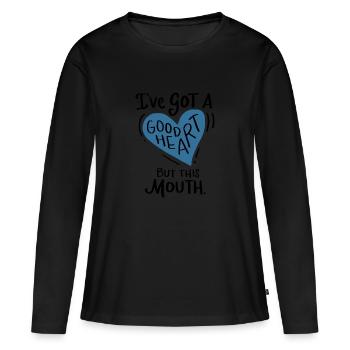 Good heart but big flap Big heart Funny - Women's Premium Organic Long Sleeve Shirt - black - Front - Julia (174cm)