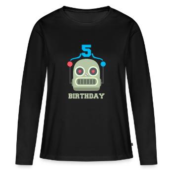 Fête d'anniversaire des enfants 5 anniversaire robot - T-shirt manches longues Premium bio Femme - noir - Devant - Julia (174cm)