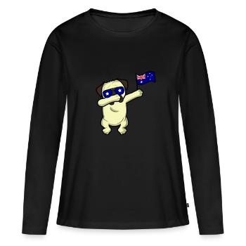 Champion du monde de Dabbing Dog Pug en Australie - T-shirt manches longues Premium bio Femme - noir - Devant - Julia (174cm)