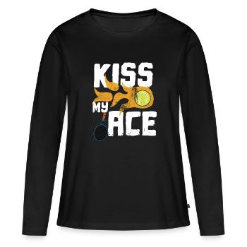 Tennis né pour servir Serve Ass Raquette - T-shirt manches longues Premium bio Femme - noir - Devant - Julia (174cm)