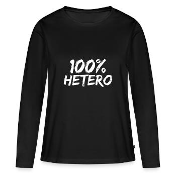 Cadeau cool hétéro - T-shirt manches longues Premium bio Femme - noir - Devant - Julia (174cm)