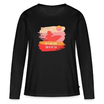Sommer Spruch Surfen - Frauen Premium Bio Langarmshirt - Schwarz - Vorne - Julia (174cm)