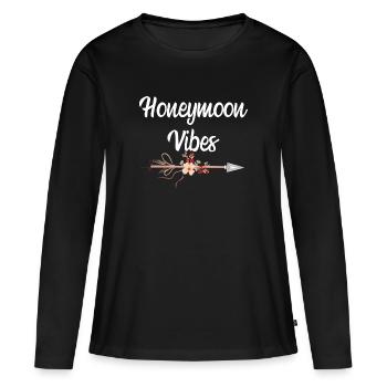 Cadeau de mariage lune de miel vibes lune de miel - T-shirt manches longues Premium bio Femme - noir - Devant - Julia (174cm)