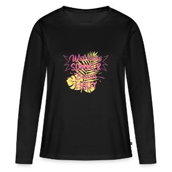 Willkommen Sommer Strand - Frauen Premium Bio Langarmshirt - Schwarz - Vorne - Julia (174cm)