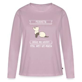 Ferret Friend - Ferret - Frett - Heureux - T-shirt manches longues Premium bio Femme - rose poudré - Devant - Julia (174cm)