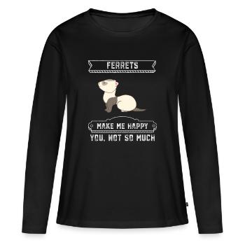 Ferret Friend - Ferret - Frett - Heureux - T-shirt manches longues Premium bio Femme - noir - Devant - Julia (174cm)