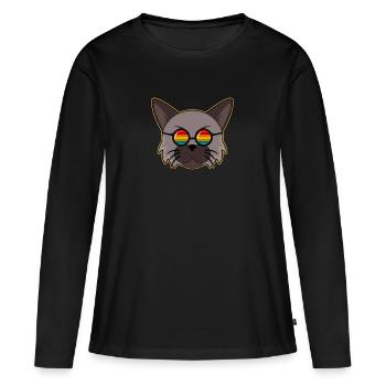 Gay Pride LGBT Cat PurPride - T-shirt manches longues Premium bio Femme - noir - Devant - Julia (174cm)