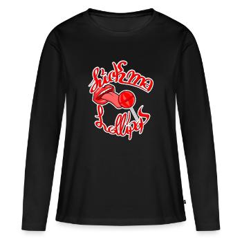 lécher ma sucette Lécher ma sucette - T-shirt manches longues Premium bio Femme - noir - Devant - Julia (174cm)