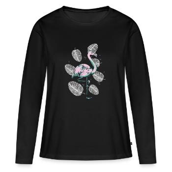 Cool flamingo - Women's Premium Organic Long Sleeve Shirt - black - Front - Julia (174cm)