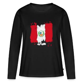 Drapeau du Pérou - T-shirt manches longues Premium bio Femme - noir - Devant - Julia (174cm)