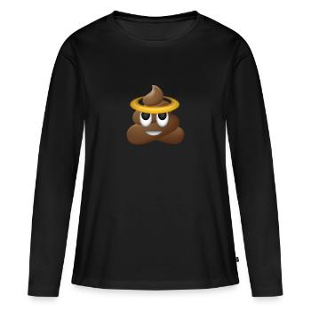 Emoji heilige Scheiße Heiligenschein Geschenk - Frauen Premium Bio Langarmshirt - Schwarz - Vorne - Julia (174cm)