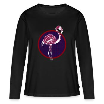 Flamant rouge - T-shirt manches longues Premium bio Femme - noir - Devant - Julia (174cm)