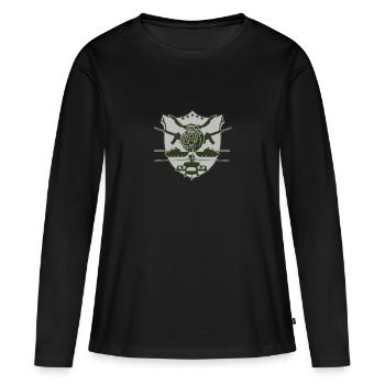 militaire - T-shirt manches longues Premium bio Femme - noir - Devant - Julia (174cm)