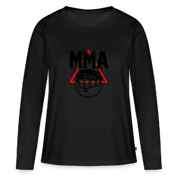 mma - T-shirt manches longues Premium bio Femme - noir - Devant - Julia (174cm)