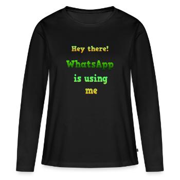 heythere - T-shirt manches longues Premium bio Femme - noir - Devant - Julia (174cm)