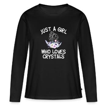 Just a Girl who Loves Crystals - Women's Premium Organic Long Sleeve Shirt - black - Front - Julia (174cm)